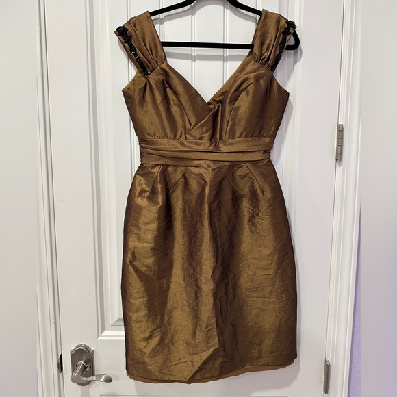 Badgley Mischka | Bronze Metallic Dress | Size 10 NWT - Picture 3 of 10